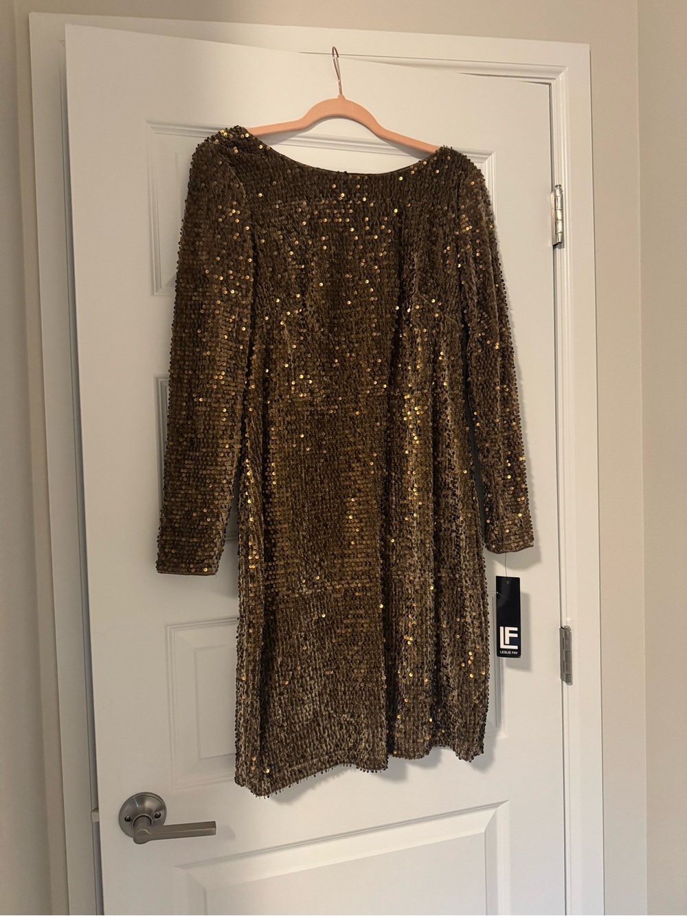 NWT Gold Sequin Long-Sleeve Dress